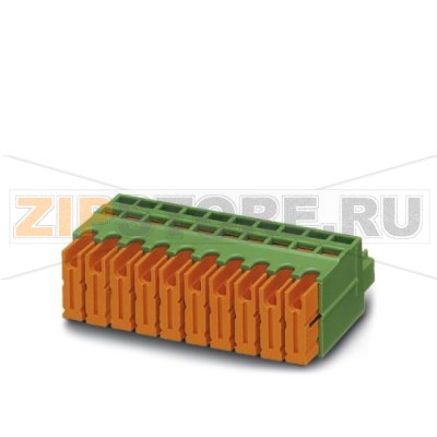 Вилочная часть Phoenix Contact QC 0,5/14-ST-3,81 Номинальный ток: 6 А, Расчетное напряжение (III/2): 200 В, Полюсов: 14, Размер шага: 3,81 мм, Технология подключения: QUICKON (непосредственное подсоединение проводников), Цвет: зеленый, Поверхность контакта: олово.Минимальный заказ: 50 шт.Упаковка: 50 шт.