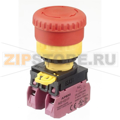 Кнопка аварийной остановки 240 В/AC, 3 А, IP65, 1 шт APEM A02ESI3B102IX0 
