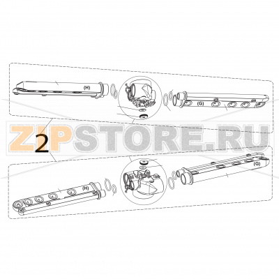 Gruppo lavaggio risciacquo inferiore Elettrobar Fast 161 DP Gruppo lavaggio risciacquo inferiore Elettrobar Fast 161 DPЗапчасть на деталировке под номером: 2