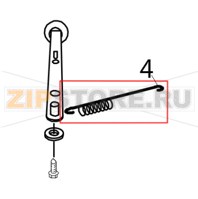 Spring lock lever KitchenAid 5K45SSEWH Spring lock lever KitchenAid 5K45SSEWHЗапчасть на деталировке под номером: 4