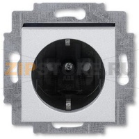 Розетка с заземлением, серебро/дымчатый чёрный ABB 2CHH203457A6070