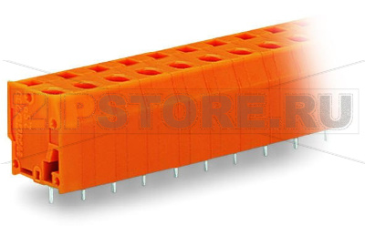 PCB terminal block; 2.5 mm; Pin spacing 7.62 mm; 2-pole; CAGE CLAMP®; 2,50 mm; orange Wago 739-232 Клеммные колодки с соединением CAGE CLAMP®, монтаж проводников при помощи отверткиВвод и работа проводника в вертикальном положении помогают экономить место...