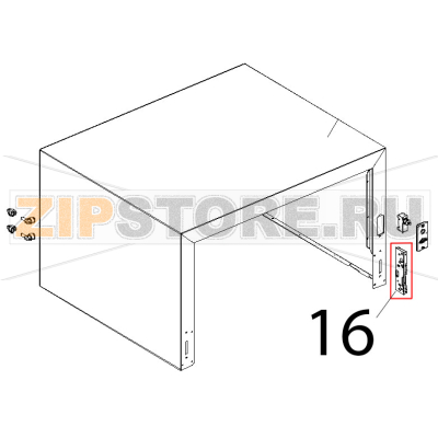 Attacco cerniera porta forno ribalta Unox XVC 104 Attacco cerniera porta forno ribalta Unox XVC 104Запчасть на деталировке под номером: 16