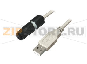 Соединитель линии передачи данных Adapter cable V1-G-2M-PVC-USBA Pepperl+Fuchs Описание оборудованияAdapter cable, M12 to USB, 4-pin PVC cable