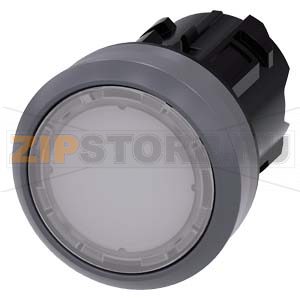 АКТУАТОР КНОПКИ С ВОЗМОЖНОСТЬЮ ПОДСВЕТКИ, 22MM, КРУГЛ., ПЛАСТИК С МЕТАЛЛИЧЕСКИМ ФРОНТАЛЬНЫМ КОЛЬЦОМ, КНОПКА БЕЛАЯ ПЛОСКАЯ, С ФИКСАЦИЕЙ, ДЕБЛОКИРОВКА НАЖАТИЕМ, С ГРАВИРОВКОЙ ЛАЗЕРОМ, ПЕРВЫЕ БУКВЫ СЛОВ - ВЕРХНИЙ РЕГИСТР, ДАЛЕЕ - НИЖНИЙ РЕГИСТР Siemens 3SU10 