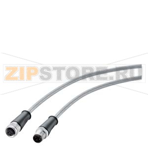 Силовой кабель повышенной стойкости M12-180/M12-180, IP69, для питания  ET200, с предустновленными коннекторами M12 CONNECTORS A. M12  FEMALE CONNETOR,  A-CODED, 4-POLE, 5.0 M Siemens 6XV1801-5AH50 