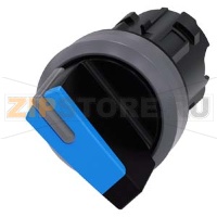 АКТУАТОР ПОВОРОТНОГО ПЕРЕКЛЮЧАТЕЛЯ С ВОЗМОЖНОСТЬЮ ПОДСВЕТКИ, 22MM, КРУГЛ., ПЛАСТИК С МЕТАЛЛИЧЕСКИМ ФРОНТАЛЬНЫМ КОЛЬЦОМ, РУКОЯТКА КОРОТКАЯ ЧЁРНАЯ С СИНЕЙ ВСТАВКОЙ, 2 КОММУТАЦИОННЫХ ПОЛОЖЕНИЯ: O<I, БЕЗ ФИКСАЦИИ, УГОЛ ПОВОРОТА РУКОЯТКИ 45 ГРАД. : 10:30Ч./12Ч
