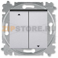 Выключатель жалюзи двухклавишный, без фиксации, серебро/дымчатый чёрный ABB 2CHH598845A6070