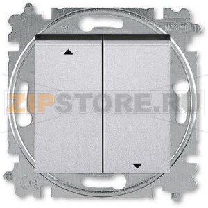 Выключатель жалюзи двухклавишный, без фиксации, серебро/дымчатый чёрный ABB 2CHH598845A6070 