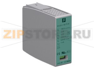 Устройство защиты Protection Module for Surge Protection Barrier M-LB-2.150.T3.M Pepperl+Fuchs General specificationsDevice typetype 3 acc. to EN 61643-11:2013class III acc. to IEC 61643-1:2011Number of protected supply lines1Electrical specificationsNominal voltage120 V ACMaximum continuous operating voltagemax. 150 V AC/DCNominal discharge current (8/20 &micros)2 kAMax. surge current (8/20 &micros)4 kAIndicators/settingsDisplay elementsstatus display operating state (green)fault indication (red)Directive conformityLow voltageDirective 2014/35/EUEN 61643-11:2012ConformityDegree of protectionIEC 60529:2013Ambient conditionsAmbient temperature-40 ... 80 °C (-40 ... 176 °F)Mechanical specificationsDegree of protectionIP20MaterialHousingthermoplastic, color grey , UL 94 V-0Massapprox. 50 gDimensions18 x 45 x 51 mm (0.7 x 1.8 x 2 inch) (1 TE acc. to DIN 43880)Mountingin the surge protection barrier M-LB-*.****.*
