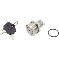 Выключатель с ключом 250 В, 5 А, 2 x выкл/вкл/вкл, 2x45°, IP40 TRU Components TC-GQ22-A-22Y/31/S203