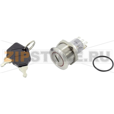 Выключатель с ключом 250 В, 5 А, 2 x выкл/вкл/вкл, 2x45°, IP40 TRU Components TC-GQ22-A-22Y/31/S203 