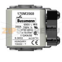 Предохранитель, 350 A, AC 690 В, 200 кА, size 1, 45x59x51 мм, aR, IEC UL Eaton FUSE 350A 690V