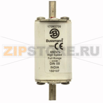 Предохранитель, 100 A, AC 690 В, 200 кА, DIN 00, 30x60x79 мм, gR, DIN, IEC Eaton FUSE 100A 690V 