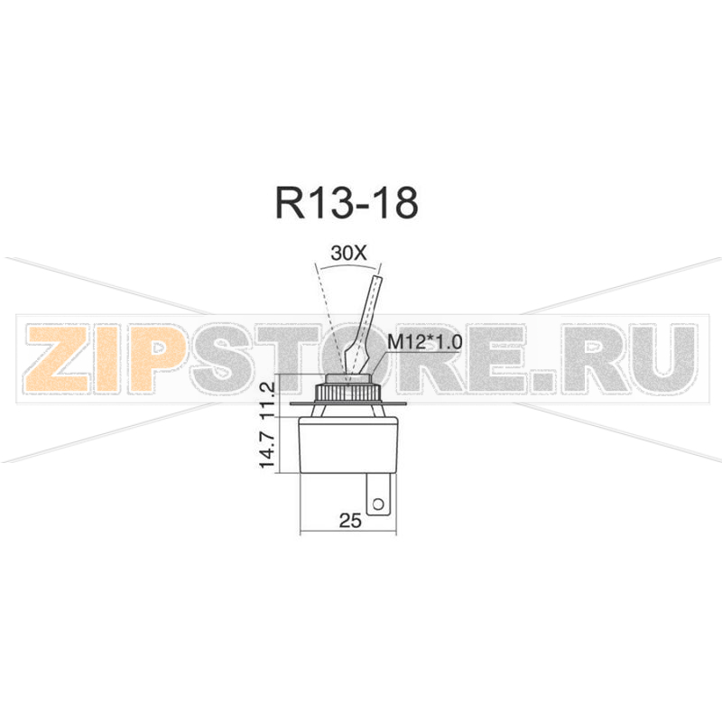 Тумблер автомобильный 12 В/DC, 20 А, 1 x выкл/вкл, черный, 1 шт SCI R13-18B-SQ 