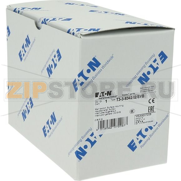 Выключатели главные, T3, 32 A, 3 модуля, 6-полюсн Eaton T3-3-8342/I2/SVB 