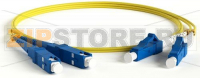 Hyperline FC-D2-9-LC/UR-SC/UR-H-3M-LSZH-YL (FC-9-LC-SC-UPC-3M) Патч-корд волоконно-оптический (шнур) SM 9/125 (OS2), LC/UPC-SC/UPC, duplex, LSZH, 3 м
