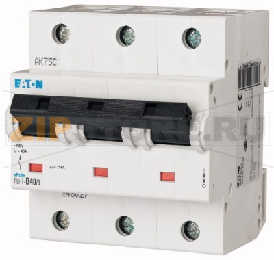 Выключатель автоматический 40А, кривая откл. D, 3 полюса, откл. способ. 25 кА Eaton PLHT-D40/3 