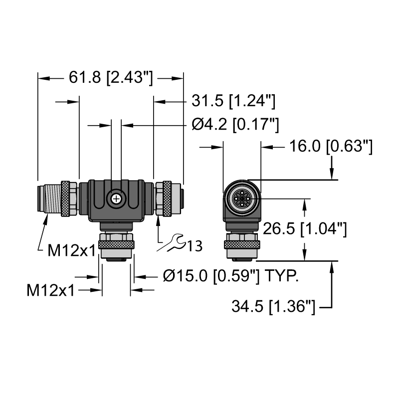 Разветвитель 2-х канальный Turck VTS2-FKM5-FKM5-FSM5 