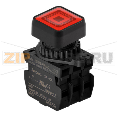 Выключатель кнопочный, Ø отверстия: 22/25 мм Autonics S2PRS-P3R2ALM 