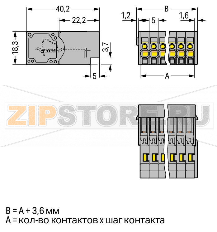 1-проводная вилка; 4 mm; Шаг контактов 5 мм; 13-пол.; 4,00 mm; серые Wago 769-613 