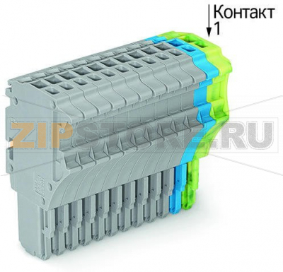 1-проводниковая розетка; 1,5; 14-пол.; 1,50 mm; серые, синие, желто-зеленые Wago 2020-114/000-038 