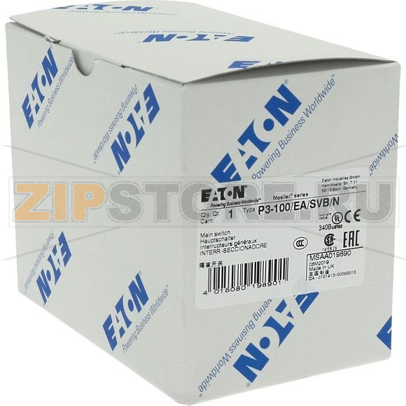 Выключатели главные, P3, 100 A, 3-полюсн. + N Eaton P3-100/EA/SVB/N 