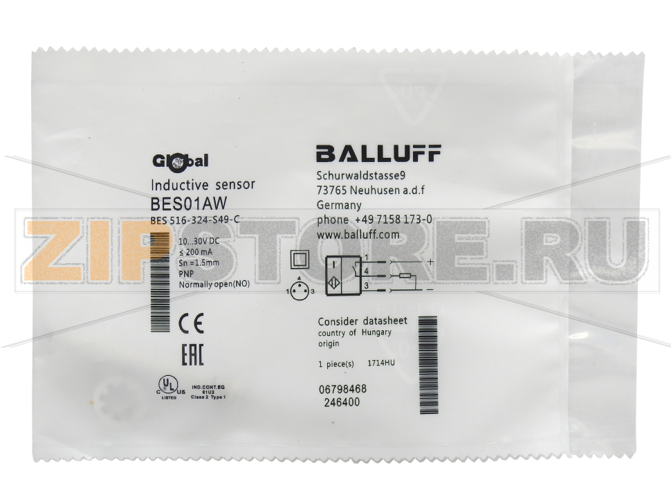 Датчик индуктивный Standard с приоритетом Balluff BES01AW 