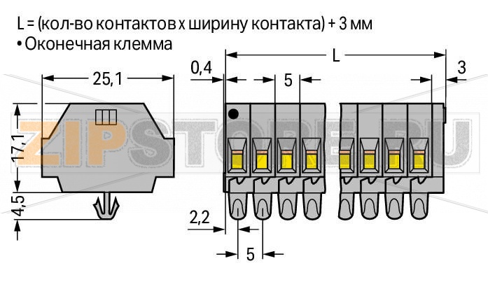 2-проводные клеммные колодки; 9-пол.; без кнопок; с защелкивающимися монтажными ножками; для толщины пластины 0,6 - 1,2 мм; Крепежное отверстие 3,5 мм O; 1,5; CAGE CLAMP®; 1,50 mm; серые Wago 260-159 