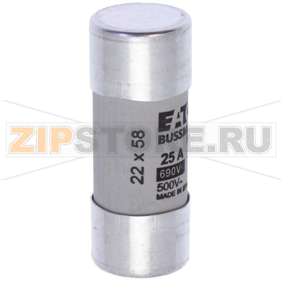 Предохранитель, 25 A, AC 690 В, 80 кА, 22x58 мм, gL/gG, IEC Eaton CYLINDRICAL FUSE 22x58 25A GG 