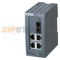 SCALANCE XB004-1G unmanaged Industrial Ethernet Switch for 10/100/1000 Mbit/s; for setting up small star and line topologies; LED diagnostics, IP20, 24 V DC power supply, with 4x 10/100/1000 Mbit/s RJ45 ports electrical and 1 x 1000 Mbit/s SC port optical