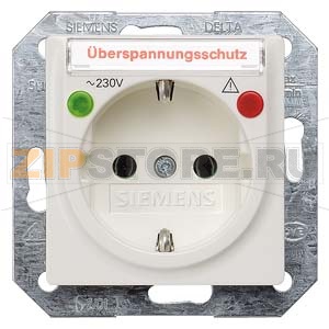 DELTA I-SYSTEM ТИТАНОВО-БЕЛЫЙ РОЗЕТКА SCHUKO 10A DC/16A AC 250В C БЕЗРЕЗЬБОВЫМИ КОНТАКТНЫМИ ЗАЖИМАМИ С ЗАЩИТОЙ ОТ ПЕРЕНАПРЯЖЕНИЙ, ФУНКЦИОНАЛЬНЫМИ ИНДИКАТОРАМИ И ПОЛЕМ ДЛЯ НАДПИСИ ЭЛ.-МЕХ.ЧАСТЬ Siemens 5UB1564 