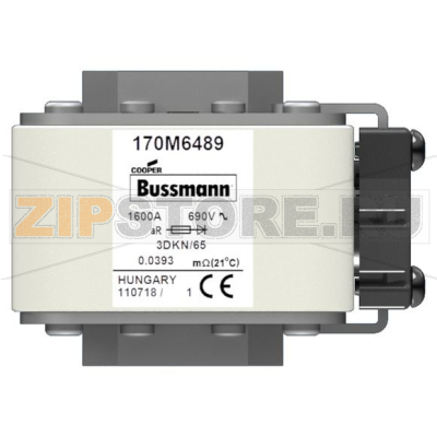 Предохранитель, 1600 A, AC 690 В, size 3, 76x92x63 мм, aR, IEC Eaton FUSE 1600A 690V 3DKN/65 AR 