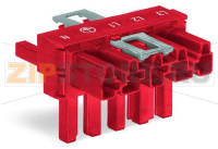 T-distribution connector; 5-pole; Cod. P; 1 input; 2 outputs; outputs on both sides; 2 locking levers; red Wago 770-921