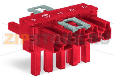 T-distribution connector; 5-pole; Cod. P; 1 input; 2 outputs; outputs on both sides; 2 locking levers; red Wago 770-921 Protected against mismating and maintenance-freeAdditional variable coding is possible....