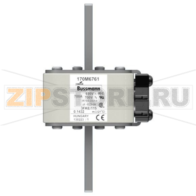 Предохранитель, 700 A, AC 690 В, 200 кА, size 3, 76x92x139 мм, aR, IEC UL Eaton FUSE 700A 690V 
