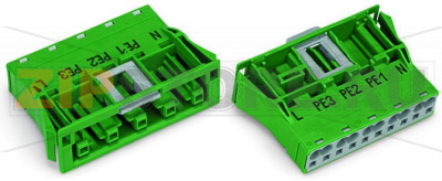 Защелкивающийся штекер; 5-пол.; Код. Q; 4,00 mm; зеленые Wago 770-2335 Protected against mismating and maintenance-freePush-in CAGE CLAMP® spring pressure connection technology allows solid conductors to be simply pushed into a unit.Two wire connections per pole for loops or bridgesAdditional variable coding is possible....