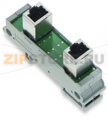 Интерфейсный модуль; RJ-45; с кроссоверными контактами питания; RJ-45; Кат. 5; в монтажном держателе Wago 289-177 