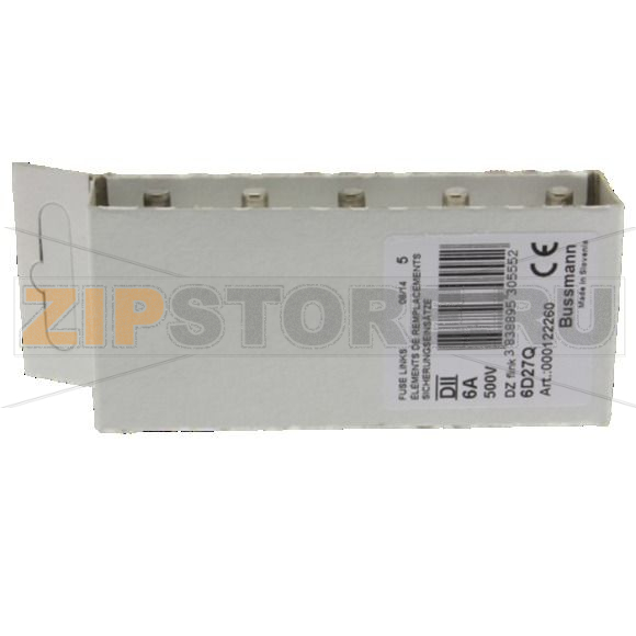 Предохранитель, 6 A, AC 500 В, 50 кА, D2, gR, IEC быстродействующий Eaton FUSE 6A DII/E27 500VAC 
