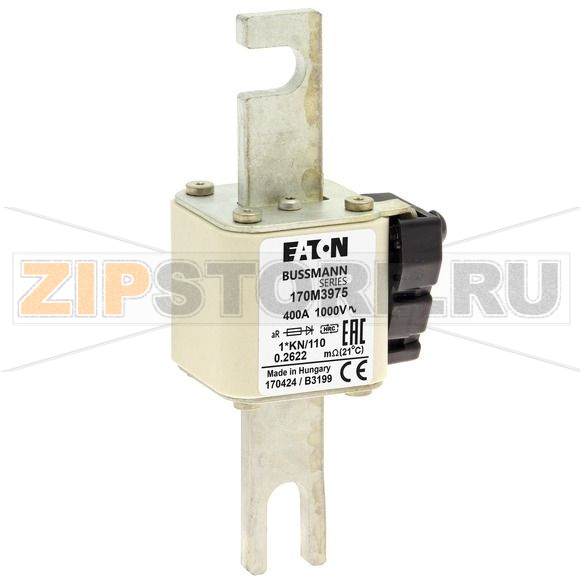 Предохранитель, 400 A, AC 1000 В, 150 кА, DIN 1, 43x61x138 мм, aR, DIN, IEC Eaton FUSE 400A 100 