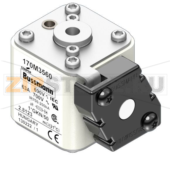 Предохранитель, 63 A, AC 690 В, 200 кА, size 1, 45x59x51 мм, aR, IEC UL Eaton FUSE 63A 690V 1* 