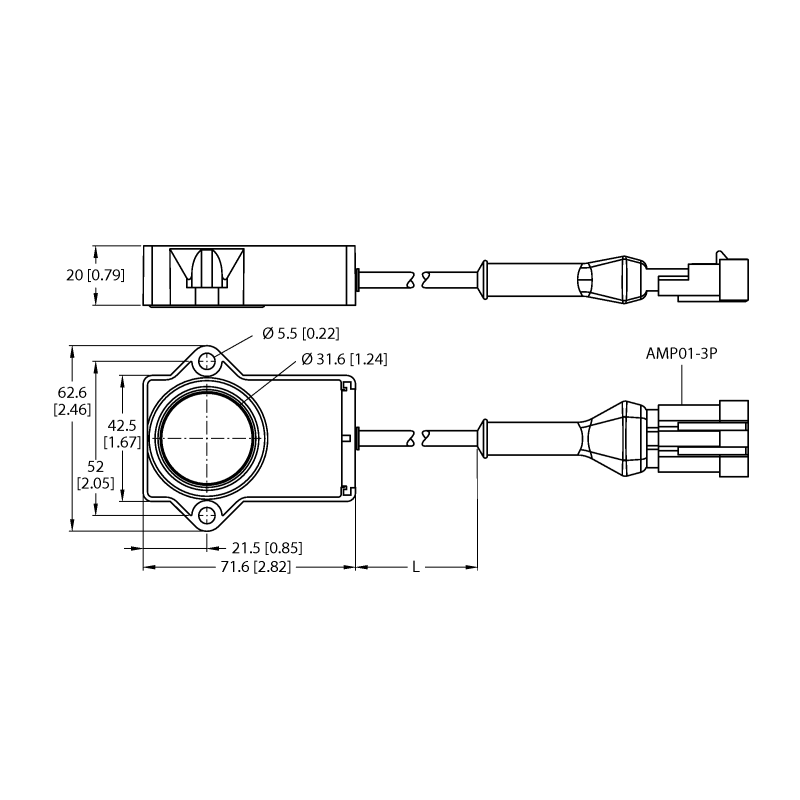 Энкодер миниатюрный Turck RI240P1-QR20-LU4X2-0.24-AMP01-3P 
