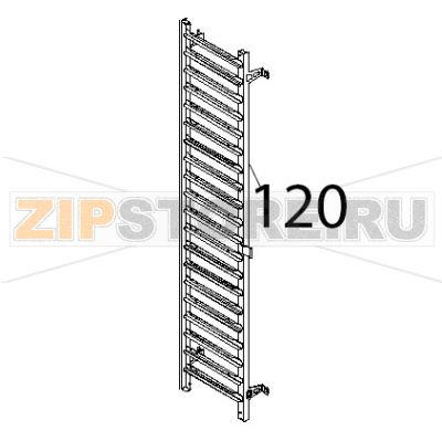 Griglia lat DX inox 600x400 Unox XBC 905 Griglia lat DX inox 600x400 Unox XBC 905Запчасть на деталировке под номером: 120