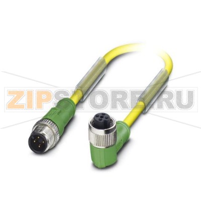 Кабель для датчика / исполнительного элемента Phoenix Contact SAC-4P-M12MS/0,3-PUR/M12FR D 4-полюсн., PUR/ПВХ, желтый RAL 1021, Штекеры прямое M12, А-кодирование, к Гнездо угловой M12, А-кодирование, Длина кабеля: 0,3 м, DESINA.Минимальный заказ: 5 шт.Упаковка: 5 шт.