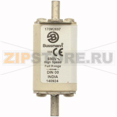 Предохранитель, 50 A, AC 690 В, 200 кА, DIN 00, 30x60x79 мм, gR, DIN, IEC Eaton FUSE 50A 690V D 