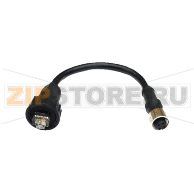 Кабель 0.1 м MOXA CBL-M12DFF4PRJ45-BK-10-IP67 