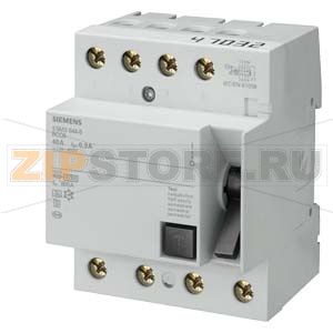 УСТРОЙСТВО ЗАЩИТНОГО ОТКЛЮЧЕНИЯ Т SELИП=А Iном.=100A 4-ПОЛЮСНОЕ Iодн.=500мА Uном.=400В АС ШИРИНА=4 МОД. УСТ.ГЛУБИНА=70 ММ Siemens 5SM3748-6 