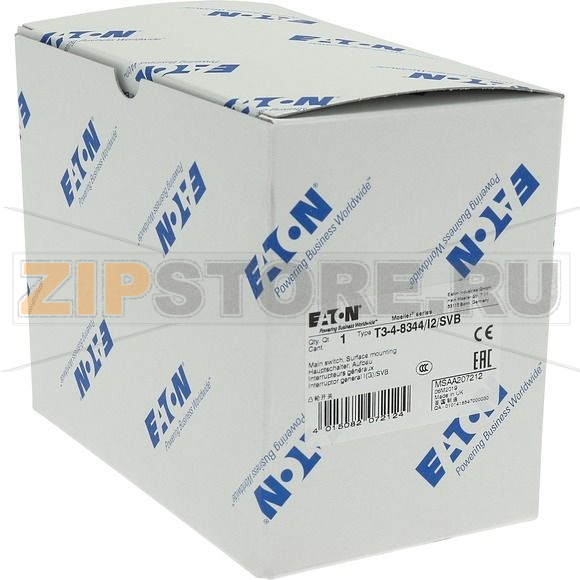 Выключатели главные, T3, 32 A, 4 модуля, 8-полюсн Eaton T3-4-8344/I2/SVB 