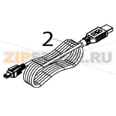 Кабель USB (1500 mm) TSC TTP-244 Pro USB-кабель (1500 mm) для принтера TSC TTP-244 ProЗапчасть на деталировке под номером: 2