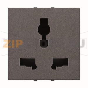 Розетка модульная с заземлением, 2P+E, 2M, 13-15 A, 127-230 В, антрацитовый ABB 2CLA223900N1801 